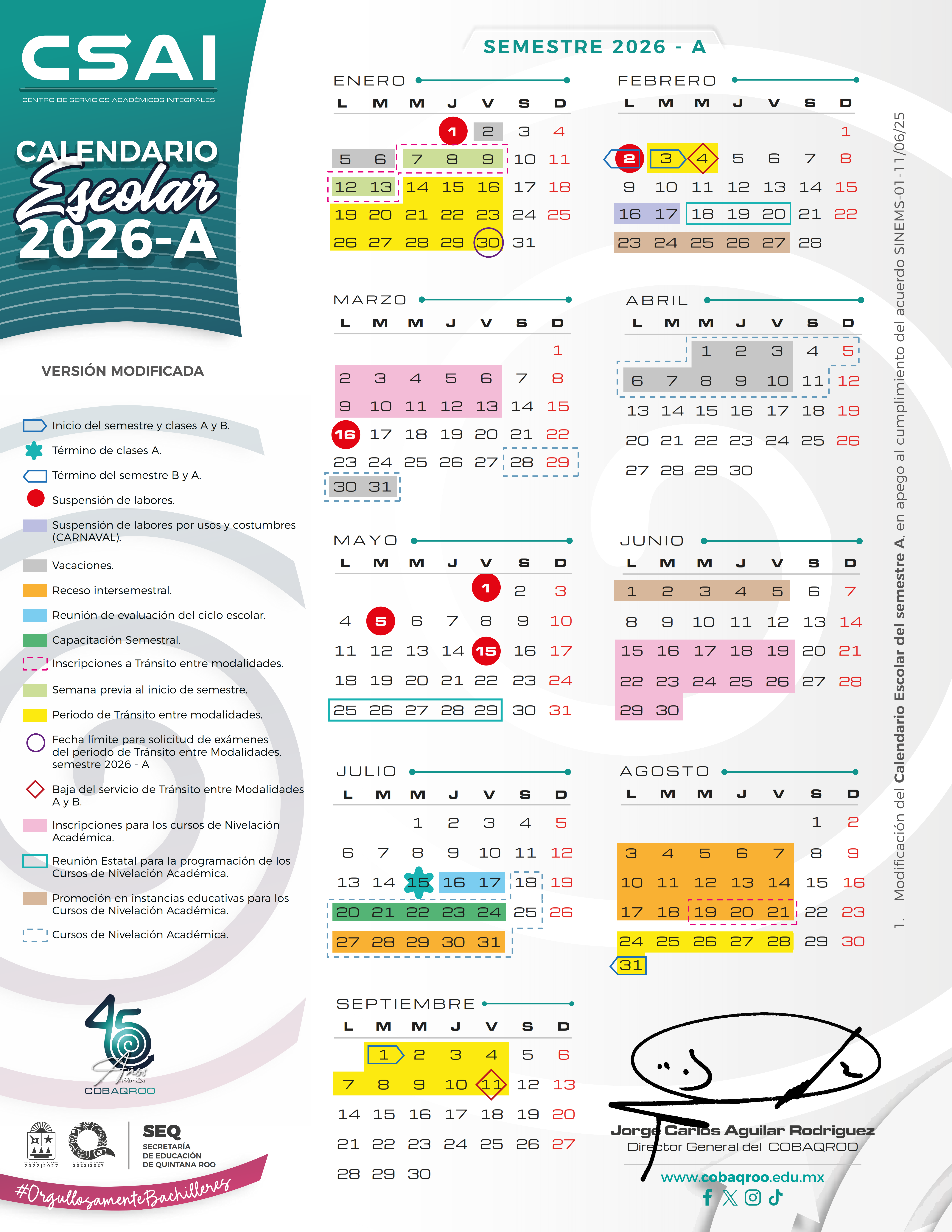Calendario escolar 2026-A CSAI